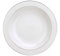 christofle Plat rond creux en porcelaine finition platine