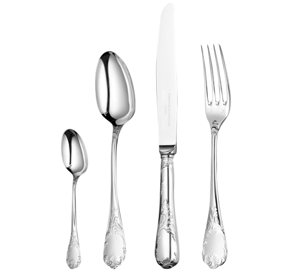 christofle 24-piece sterling silver flatware set with free chest 1