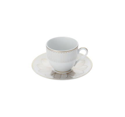 christofle 2 porcelain coffee cup and saucers gold finish 1