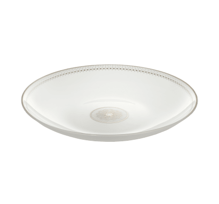 christofle plat rond creux en porcelaine finition platine 1