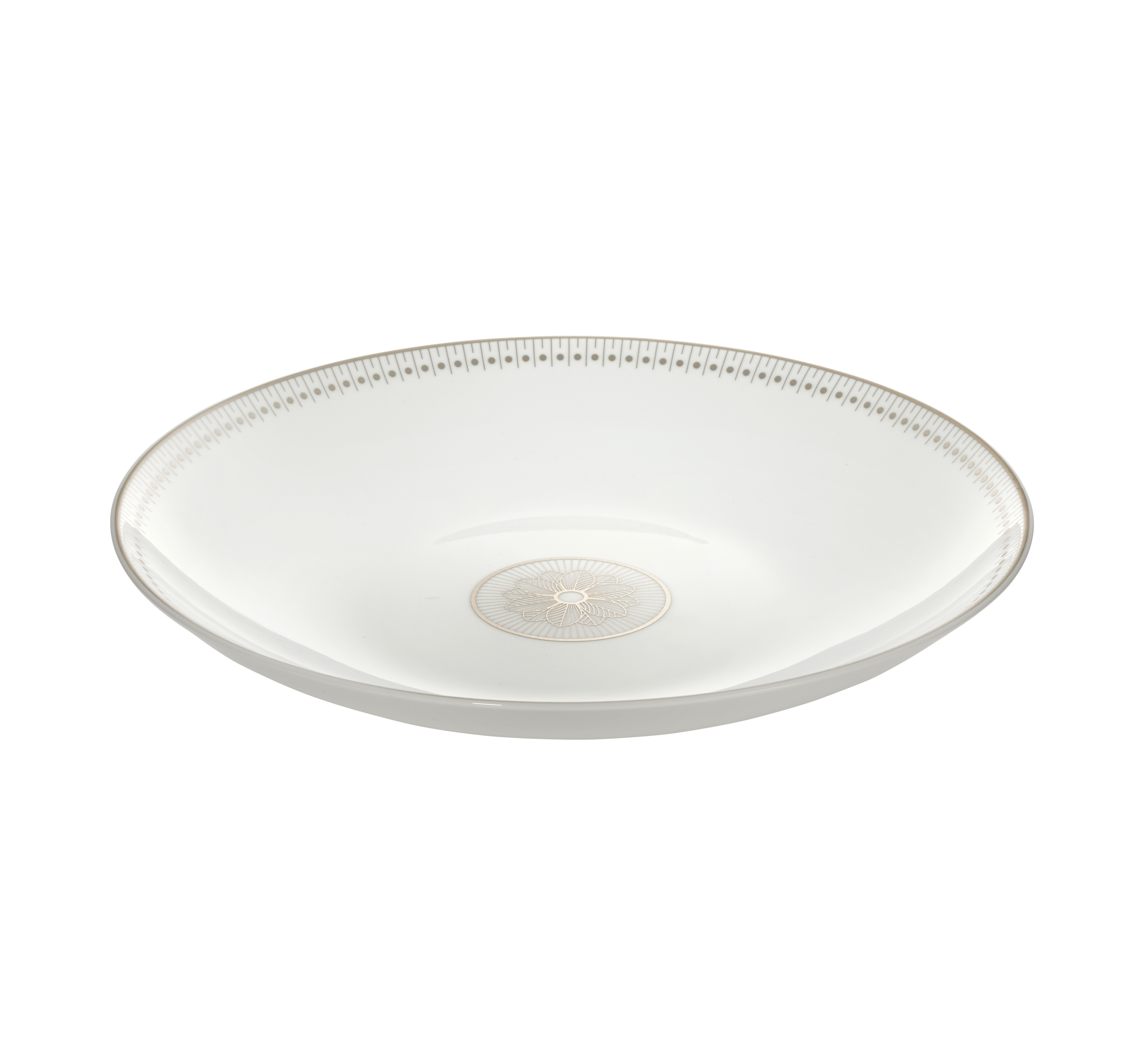 christofle plat rond creux en porcelaine finition platine 1