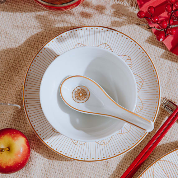 christofle porcelain chinese spoon gold finish 5