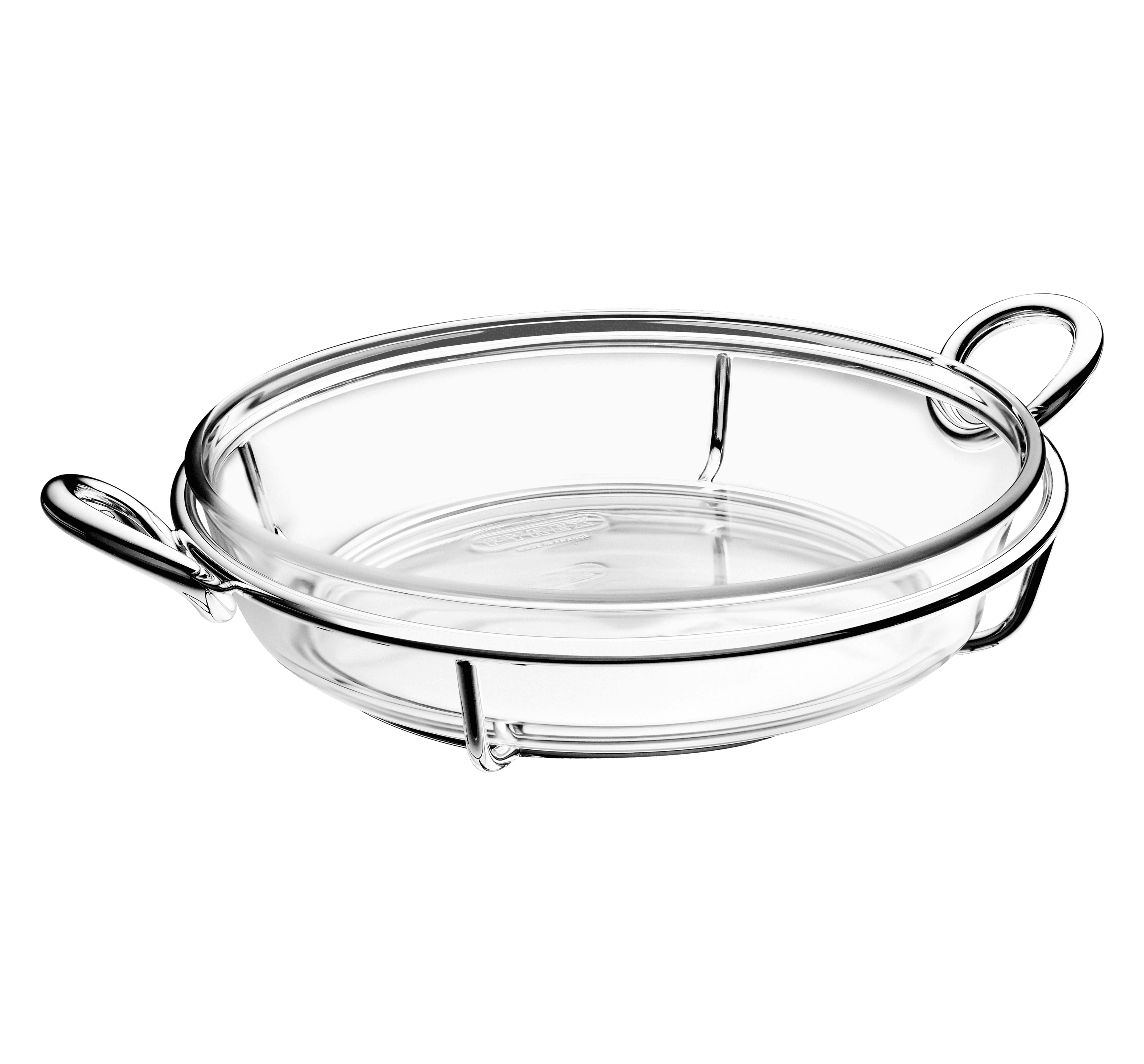 christofle plat à gratin rond en verre et métal argenté 4