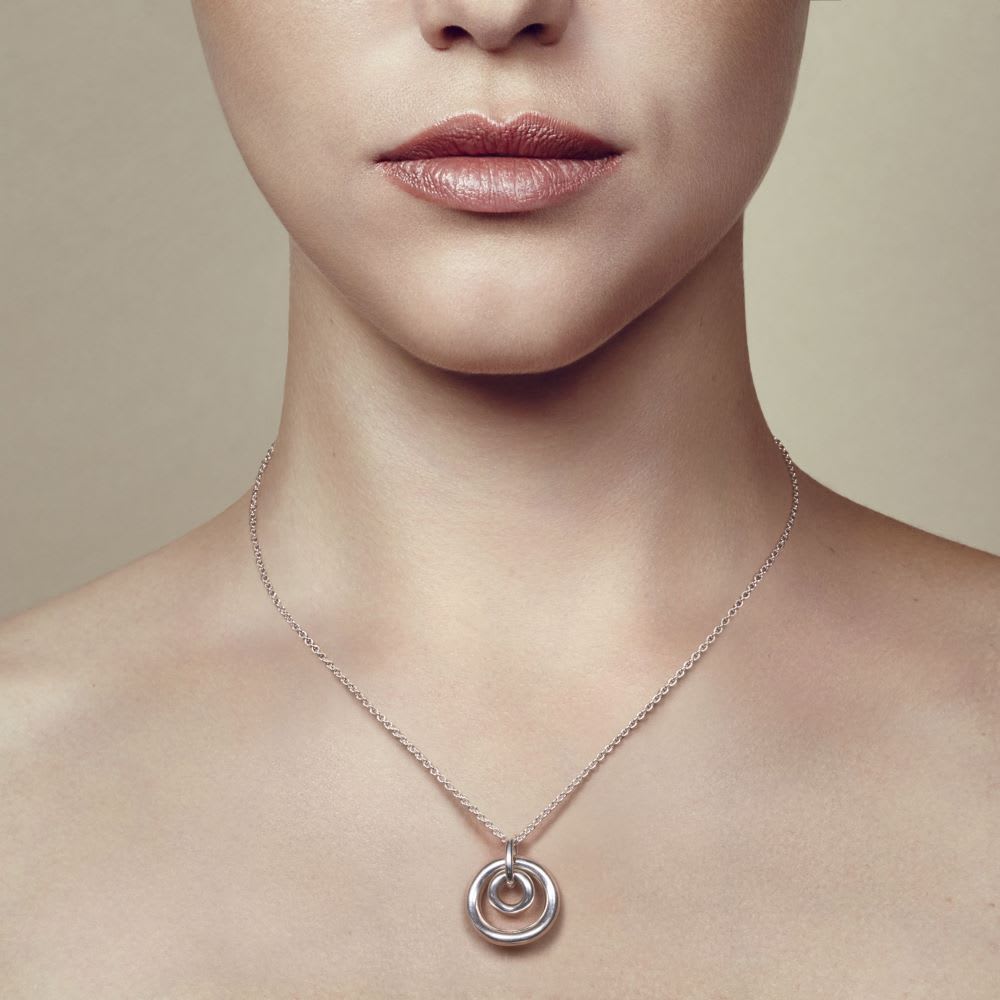 christofle sterling silver double circle pendant necklace 2