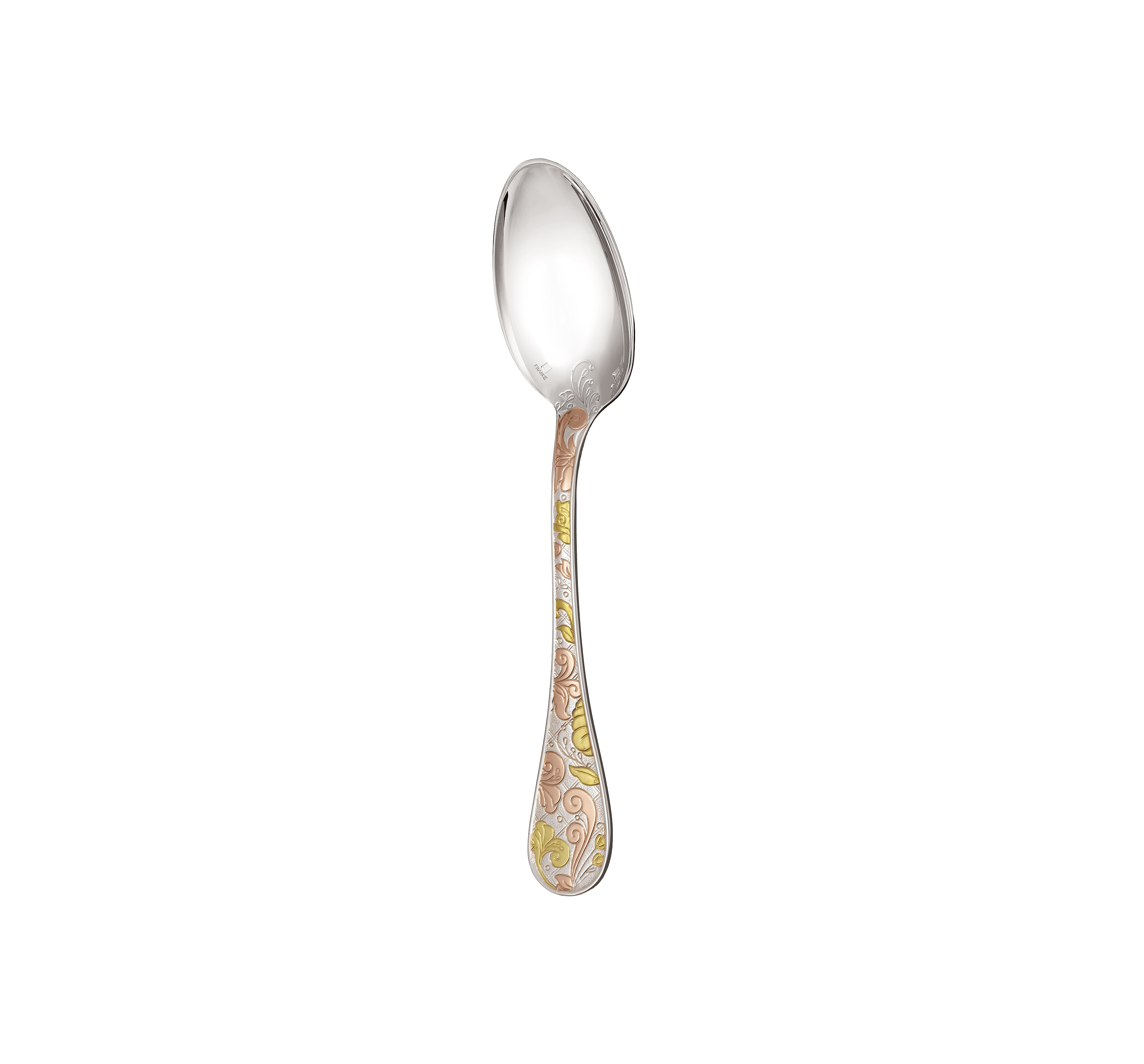 christofle partially gilded rose & yellow gold dessert spoons 2