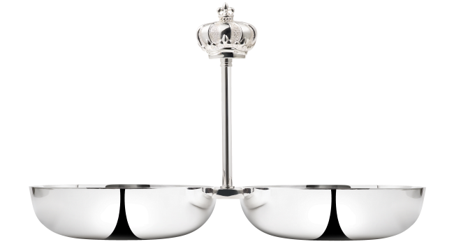 christofle Silver-Plated Double Dog & Cat Bowl