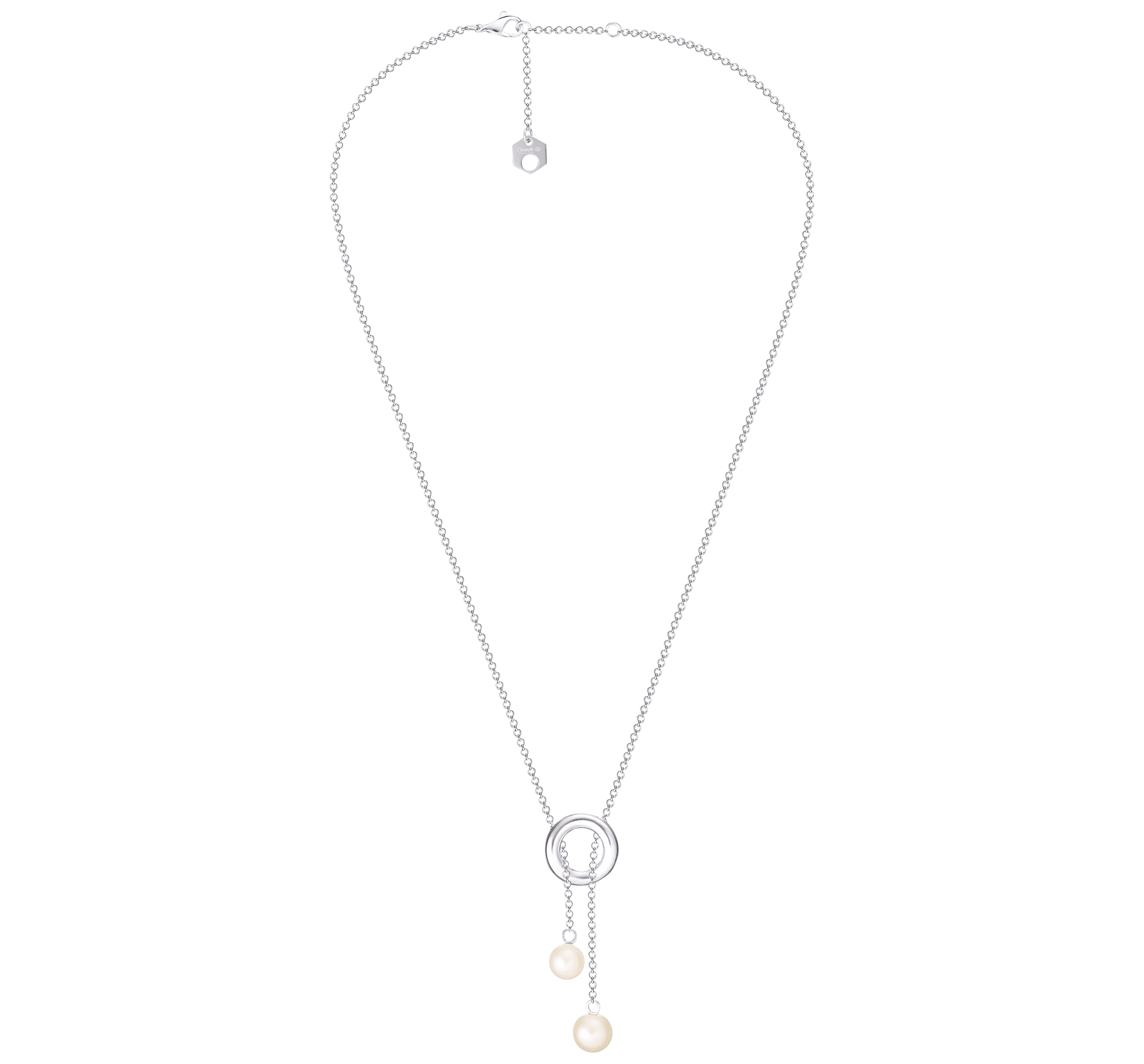 christofle pearl & sterling silver lariat necklace  1