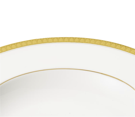 Porcelain Rimmed Soup Bowl Gold Finish