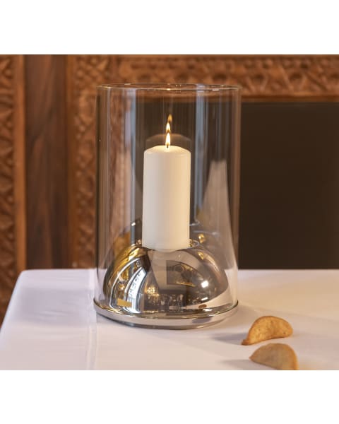 Large Stainless Steel Hurricane Candle Holder