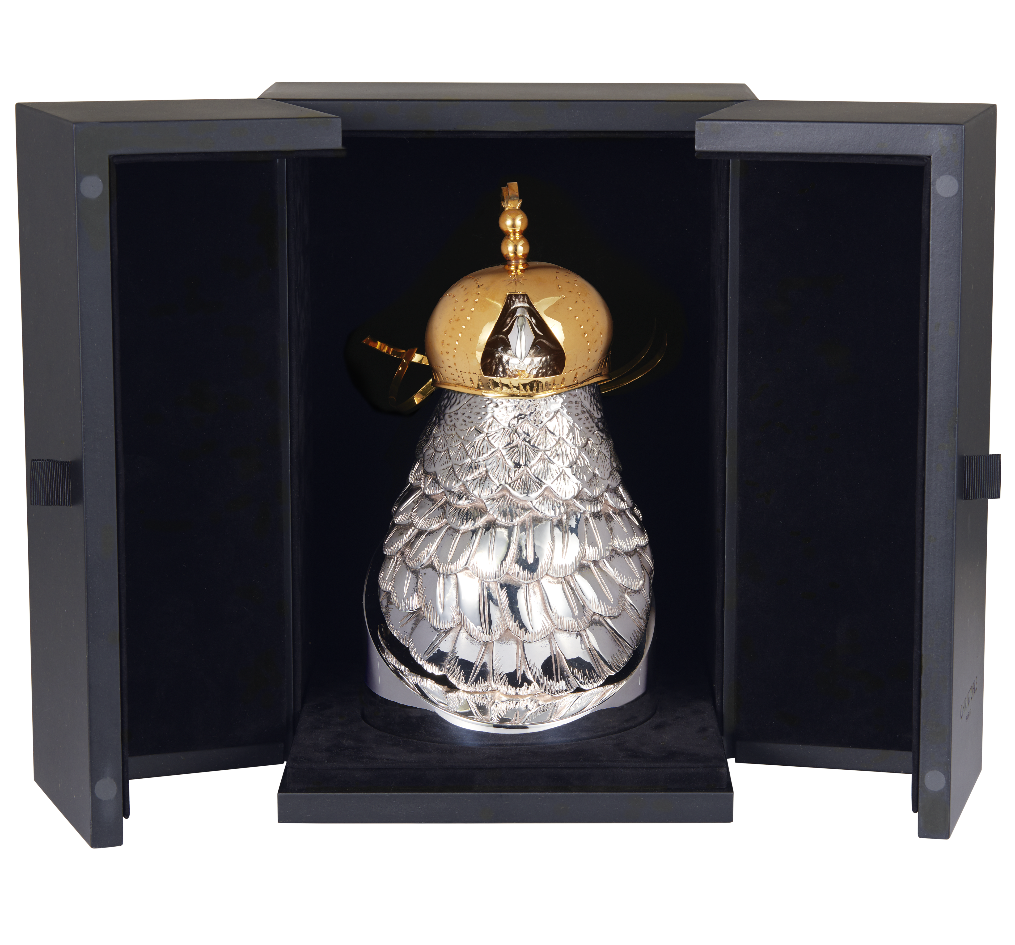 christofle tête de faucon en métal argenté avec casque - haute orfèvrerie 2