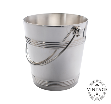 christofle biarritz ice bucket with moving handle, silverware - vintage 1