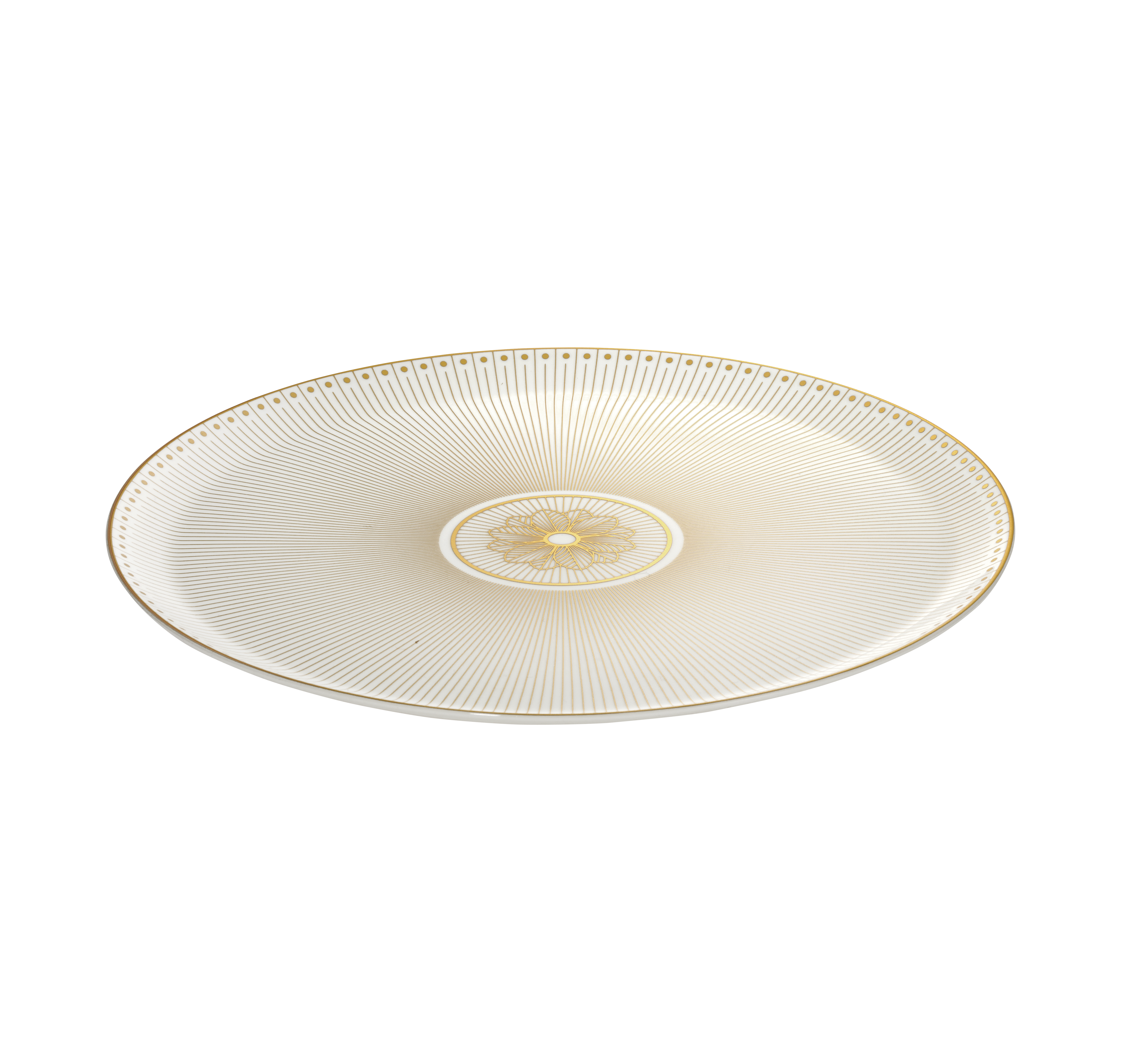 christofle plat à tarte en porcelaine finition or 1