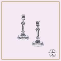 christofle silvered vintage candlestick duo 0