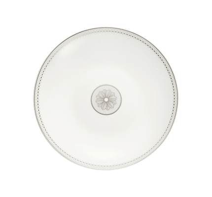 christofle plat rond creux en porcelaine finition platine 0
