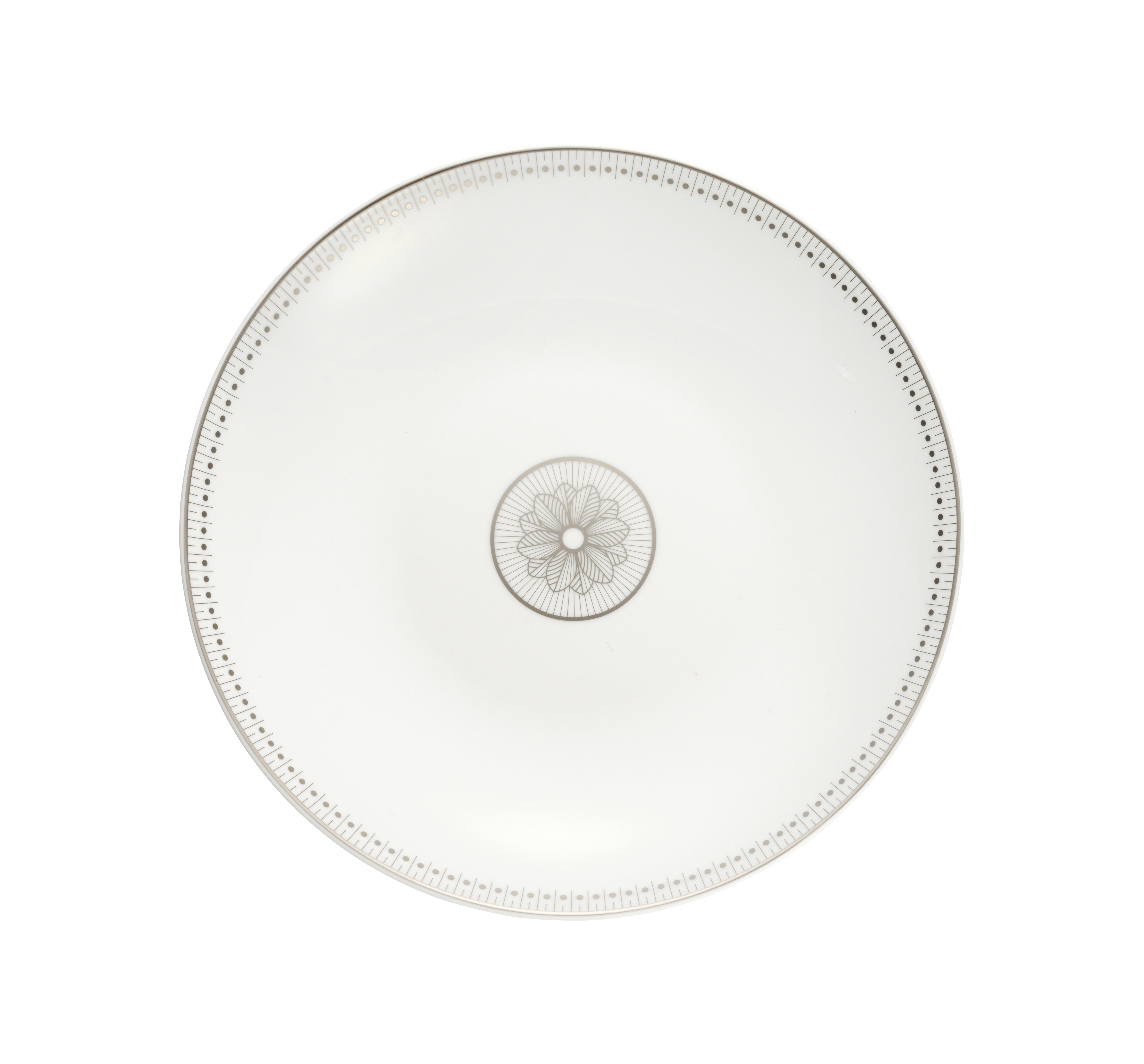 christofle plat rond creux en porcelaine finition platine 0