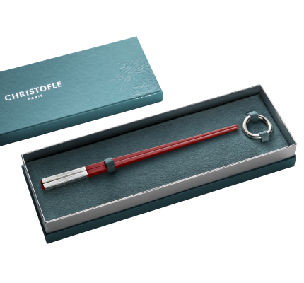 christofle set of two red chinese chopsticks and chopsticks rests 1
