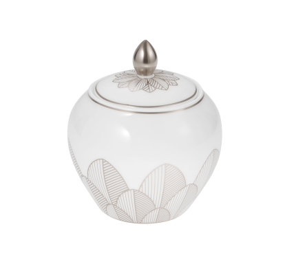 Porcelain Covered Sugar Bowl 30cl Platinum Finish