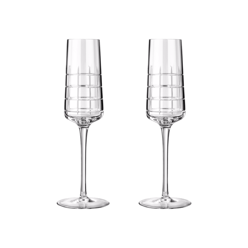 Set of 2 crystal champagne flutes Graphik