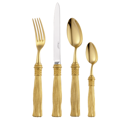 christofle 4-piece silver-plated gilded individual place settings 0