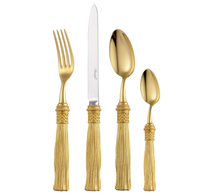 christofle 4-piece silver-plated gilded individual place settings 0
