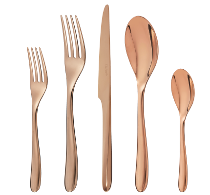 christofle stainless steel 5-piece place setting - copper colour 2