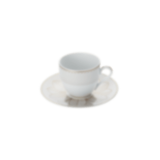 christofle Ensemble de 2 tasses à café et soucoupes en porcelaine finition Or