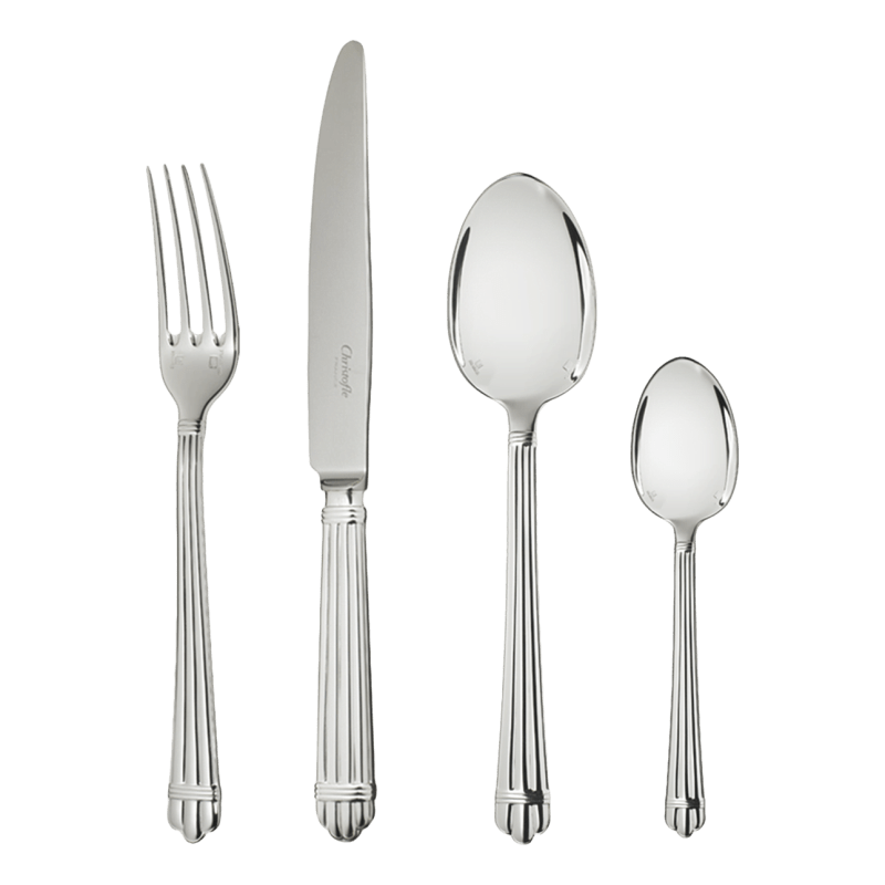 ル 年末のプロモーション 48-Piece Silver-Plated Aria Box Storage Free with Set Flatware カトラリー(スプーン等)