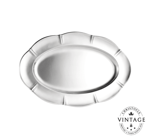 38cm Oval Platter Lobes et Godrons, Silverware - Vintage