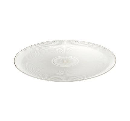 christofle plat à tarte en porcelaine finition platine 2