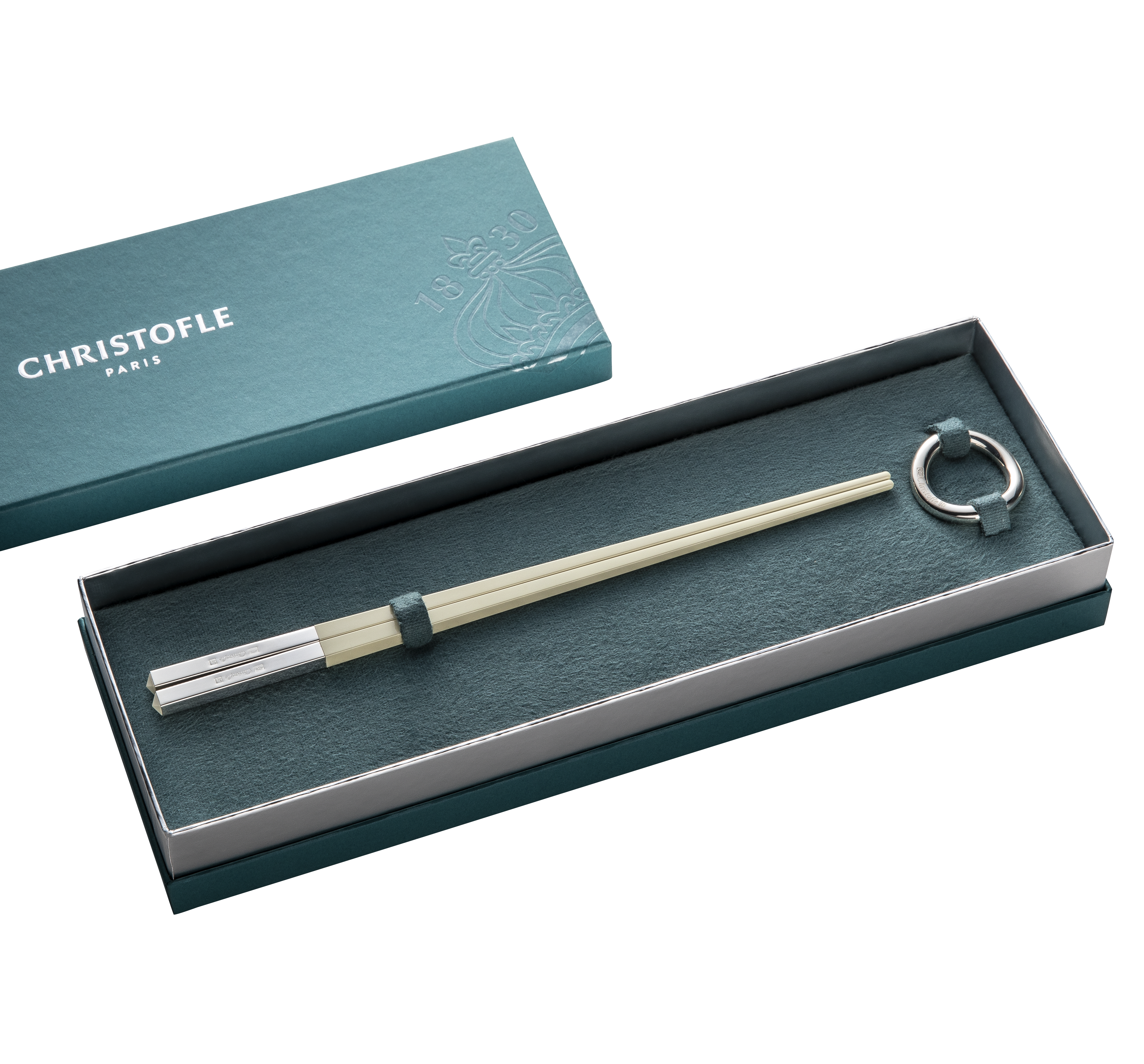 christofle coffret de baguettes chinoises ivoire et repose-baguettes 1