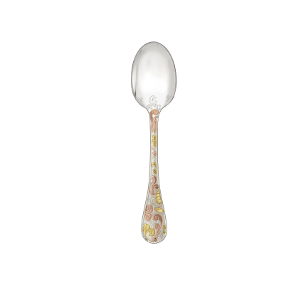 christofle partially gilded silver plated dessert spoon - pink and yellow gold 1