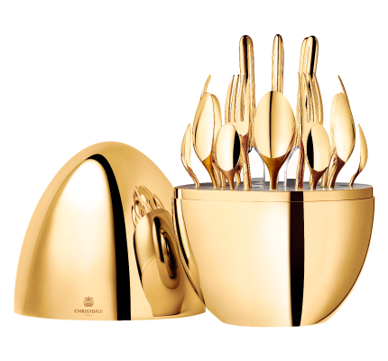 christofle ensemble pour 6 personnes (24 pièces) avec écrin en or 24 carats 4