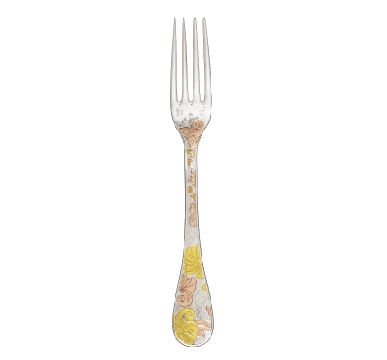 christofle partially gilded silver plated dinner fork - pink and yellow gold 1