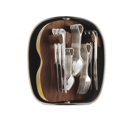 24-Piece Silver-Plated Flatware Set with Shell Carrousel
