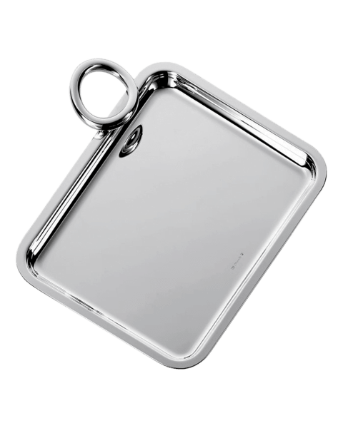 Silver Plated Rectangular Tray with 1 Handle - 20 x 16 cm