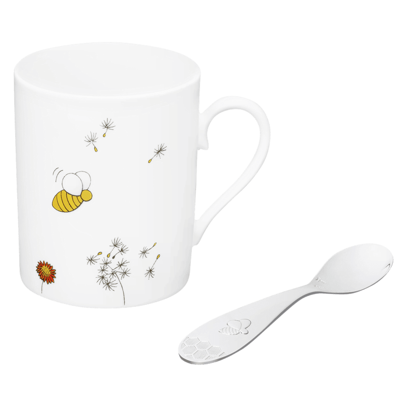 Porcelain Baby cup and Silver plated spoon set Beebee