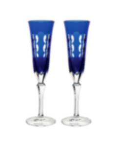 christofle set of 2 crystal blue champagne flutes 1