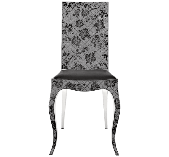 christofle stainless steel chair with leather cushion 1