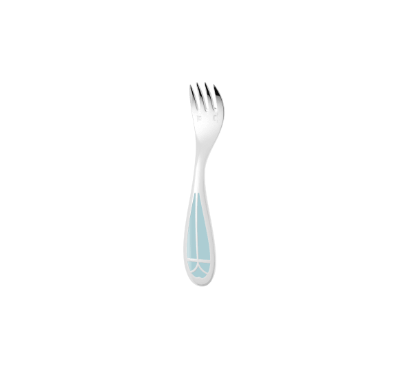 christofle silver-plated baby spoon & fork set - ice blue 2