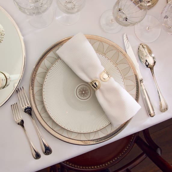 christofle porcelain dessert/luncheon/salad plate platinum finish 3
