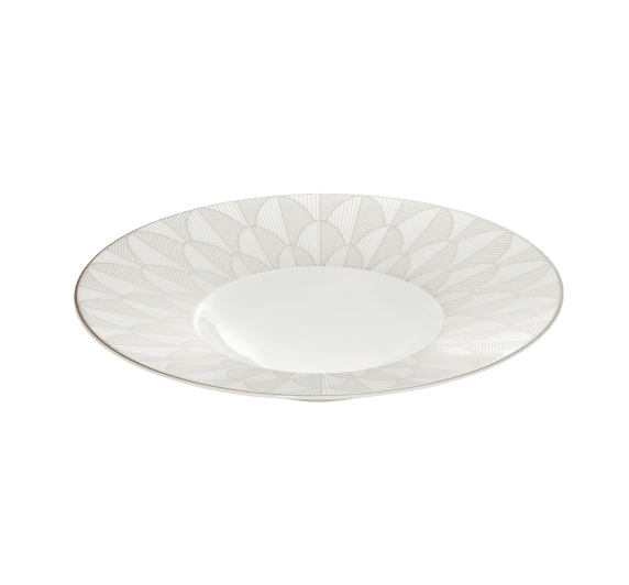 christofle porcelain large rim plate platinum finish 1