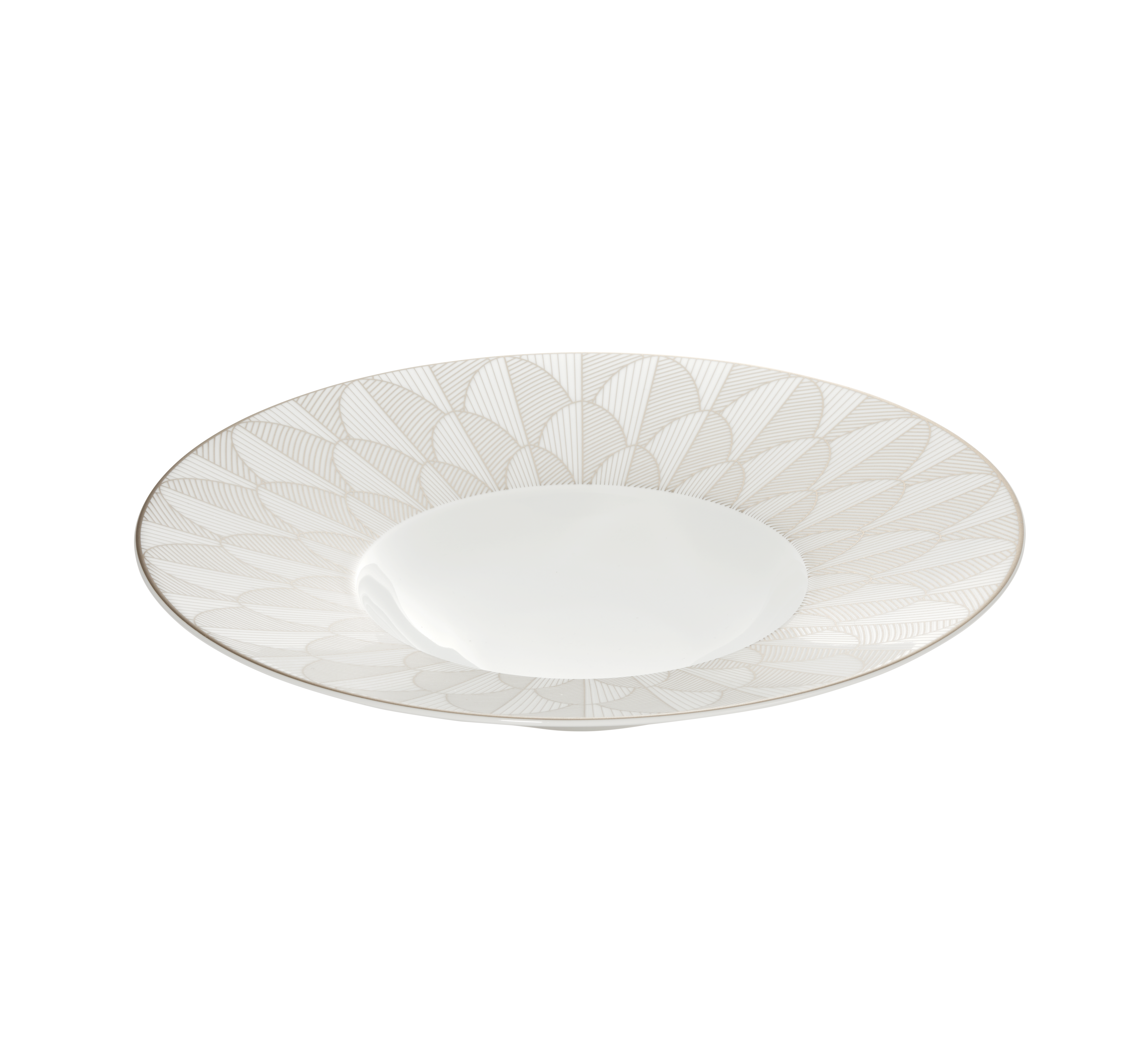 christofle assiette creuse à aile large en porcelaine finition platine 1