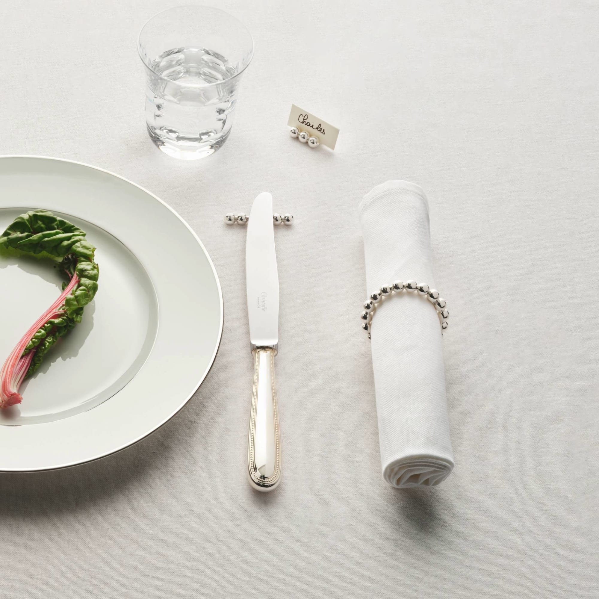 Set of 2 napkin rings Perles Silver plated Set of 2 napkin rings Perles Silver plated