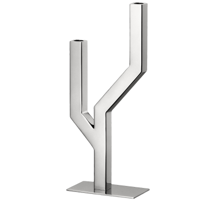christofle two light candelabra arborescence  stainless steel 1