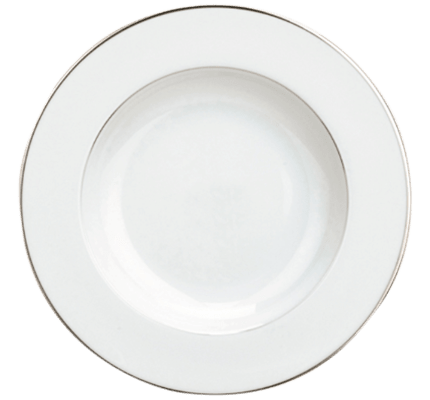 christofle assiette creuse à aile en porcelaine finition platine 1