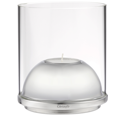 christofle Small Stainless Steel & Glass Hurricane