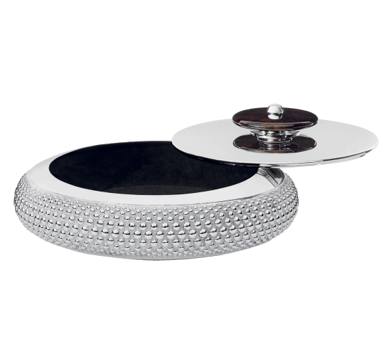 christofle round box perles  silver plated 2