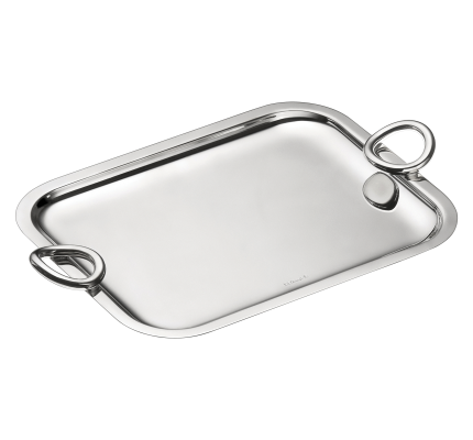 christofle rectangular tray with handles 26x20cm vertigo  silver plated 0
