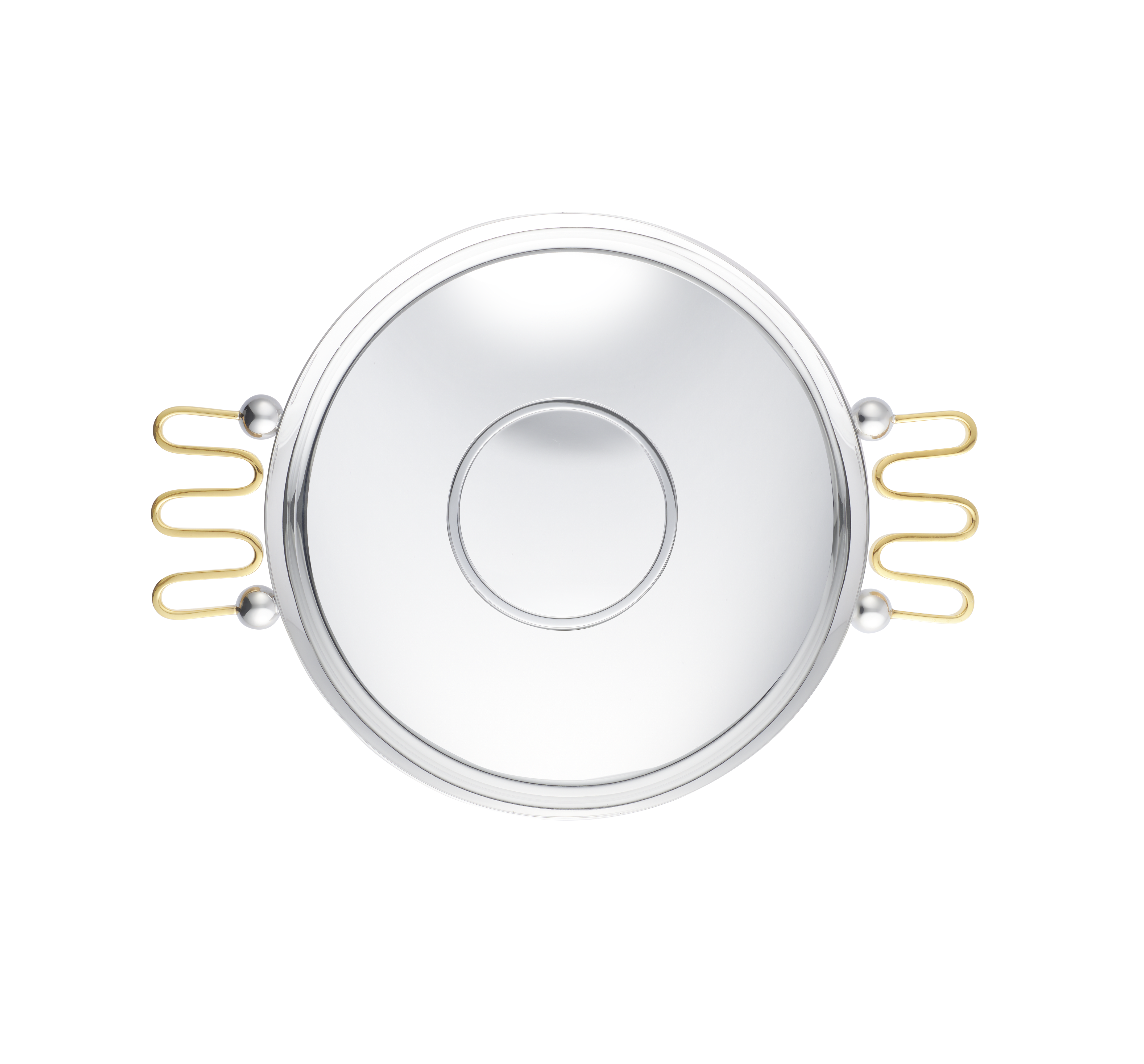christofle coupe ronde en métal argenté à oreilles dorées 2