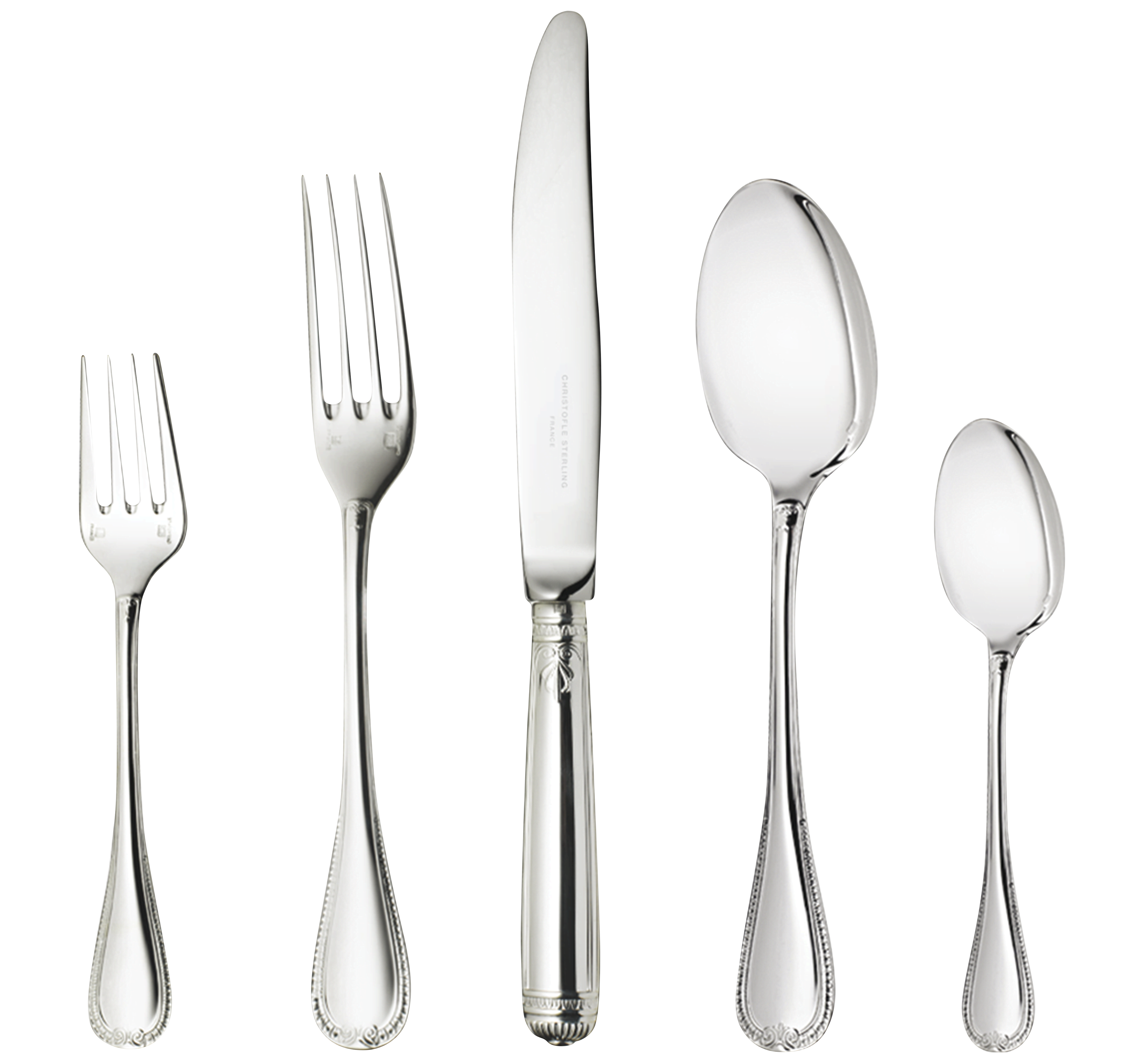 christofle ensemble individuel (5 pièces) en argent massif 1